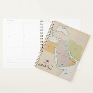 Illustrated map of the Middle East. Planner
