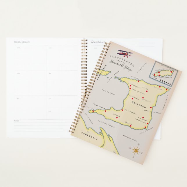 Illustrated map of Trinidad & Tobago Planner (Display)