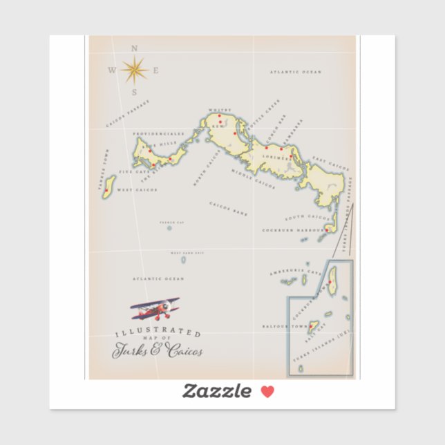 Illustrated map of Turks and Caicos map (Sheet)