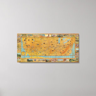 Illustrated Map of US Airways Canvas Print