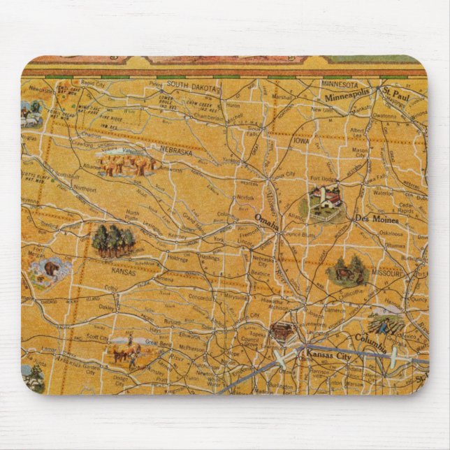 Illustrated Map of US Airways Mouse Mat (Front)