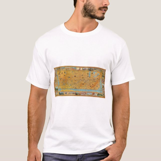 Illustrated Map of US Airways T-Shirt (Front)