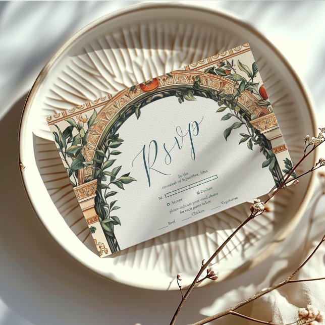  Illustrated Mediterranean Wedding RSVP Card (Creator Uploaded)