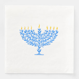 Illustrated Menorah Hanukkah Napkin