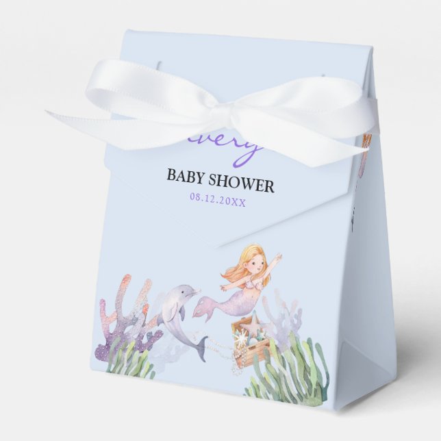 Illustrated Mermaid Baby Shower Favour Box (Front Side)