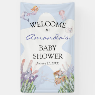 Illustrated Mermaid Welcome Sign Banner