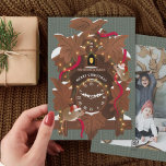 Illustrated Mice on Christmas Cuckoo Clock Holiday Card<br><div class="desc">Original illustration of a mice decorating a cuckoo clock. Editable greeting; add your own message or photo to the back.</div>
