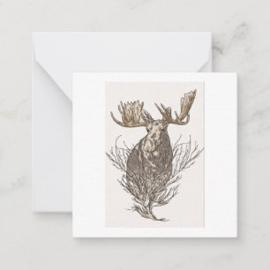 Illustrated Moose Note Card, Simply, Chic, Unique Card