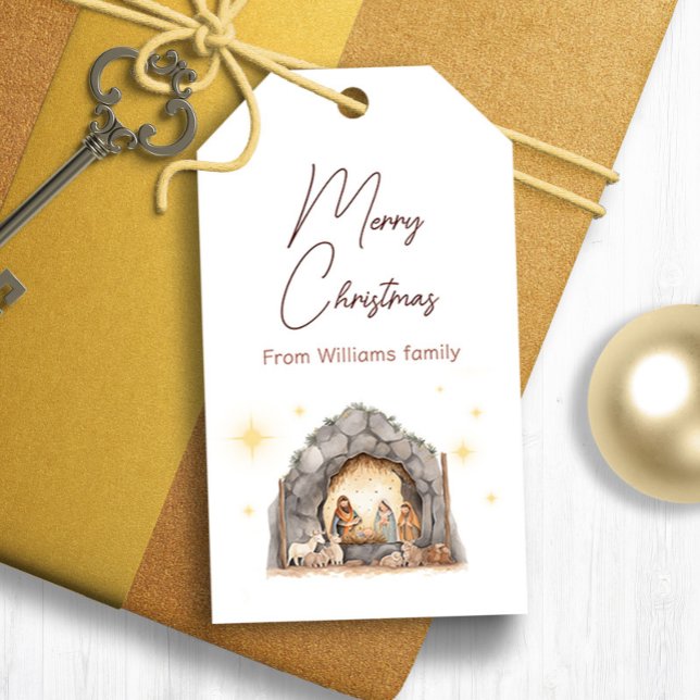 Illustrated Nativity Christmas Gift Tags (Illustrated nativity Christmas gift tags)