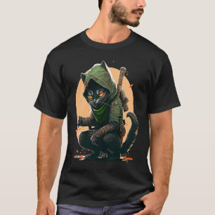 Illustrated Of Ninja Cat T-Shirt
