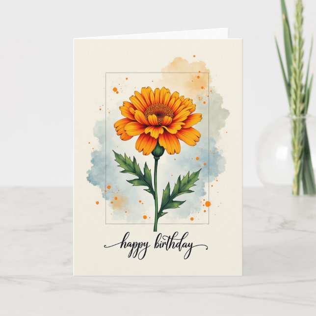 Illustrated Orange Birthday Card (Front)