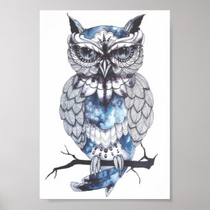 Illustrated Owl design Poster