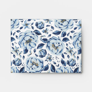 Illustrated Painted Blue Roses Envelope