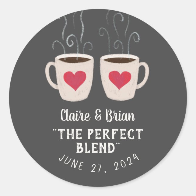 Illustrated Perfect Blend Heart Mugs Favour Classic Round Sticker (Front)
