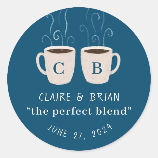 Illustrated Perfect Blend Monogrammed Mugs Favour Classic Round Sticker (Front)