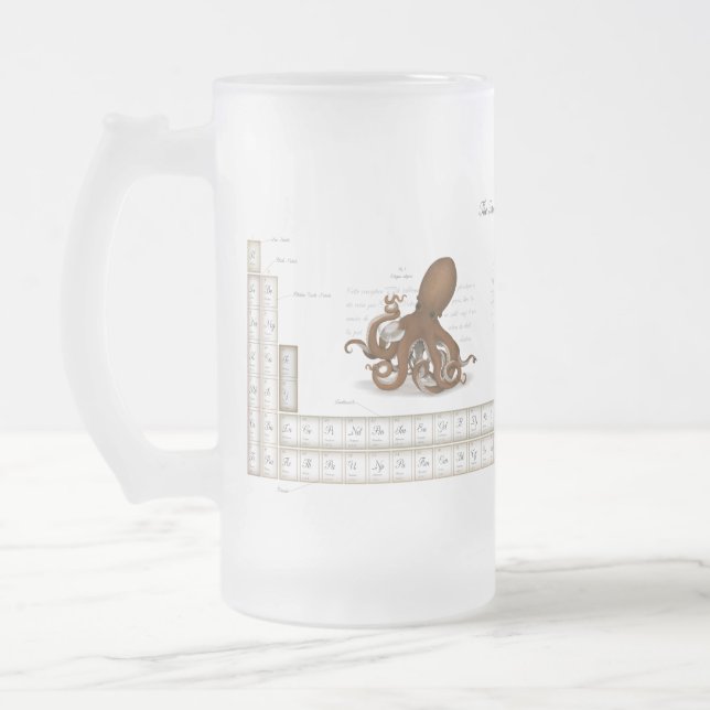 Illustrated Periodic Table of Elements Steampunk Frosted Glass Beer Mug (Left)