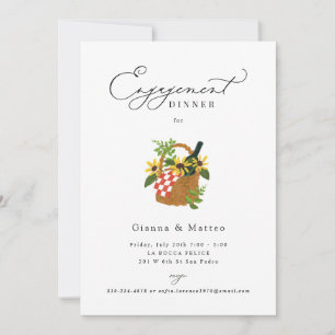 Illustrated Picnic Basket Engagement Dinner Party  Invitation
