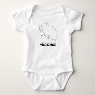 Illustrated Pika Drawn on Rock Baby's Name Baby Bodysuit