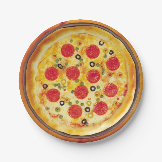 Illustrated Pizza background deign Paper Plate (Front)
