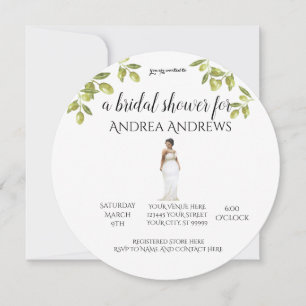 Illustrated Plus Size Black Bride Bridal Shower In Invitation