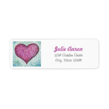 Illustrated Pointillism Pink Heart Return Address