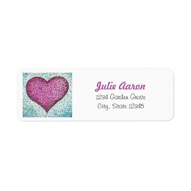 Illustrated Pointillism Pink Heart Return Address (Front)