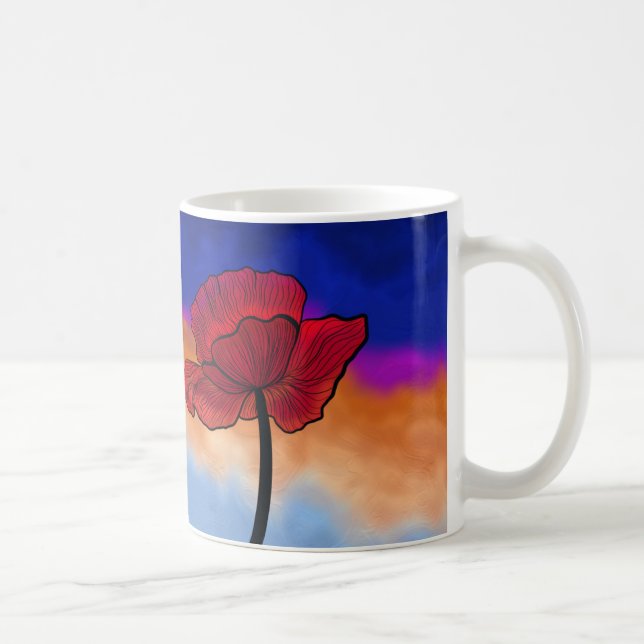 Illustrated Poppy Coffee Mug (Right)