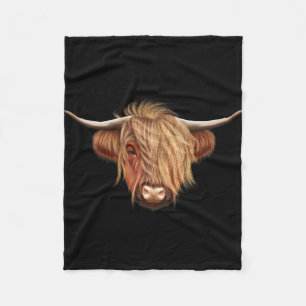 Illustrated portrait of Highland cattle. Fleece Blanket