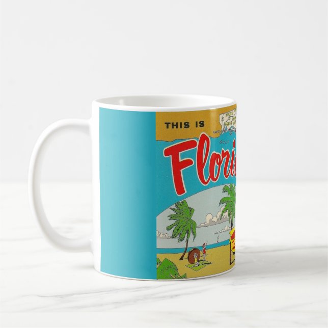  Illustrated Postcard Map of Florida Mug (Left)