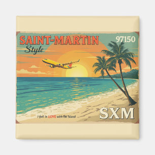Illustrated postcard "Saint-Martin SXM 97150" d Magnet