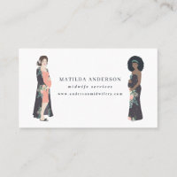 Illustrated pregnant mum colourful + floral