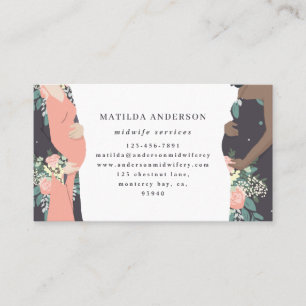 Illustrated prgenant mum colourful + floral business card
