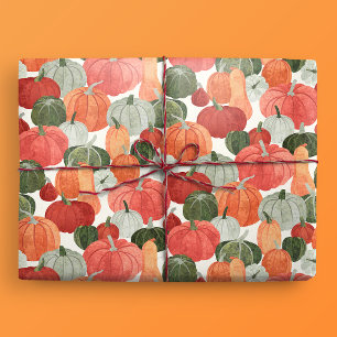 Illustrated Pumpkin Patch Pattern Wrapping Paper