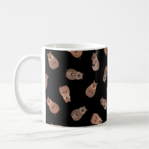 Illustrated Quokkas on Black Coffee Mug
