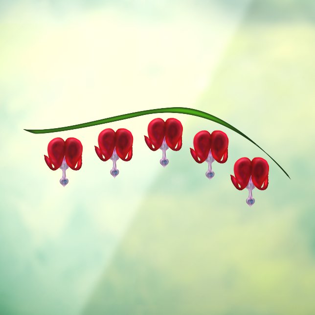 Illustrated Red Bleeding Hearts Window Cling (Sheet 3)