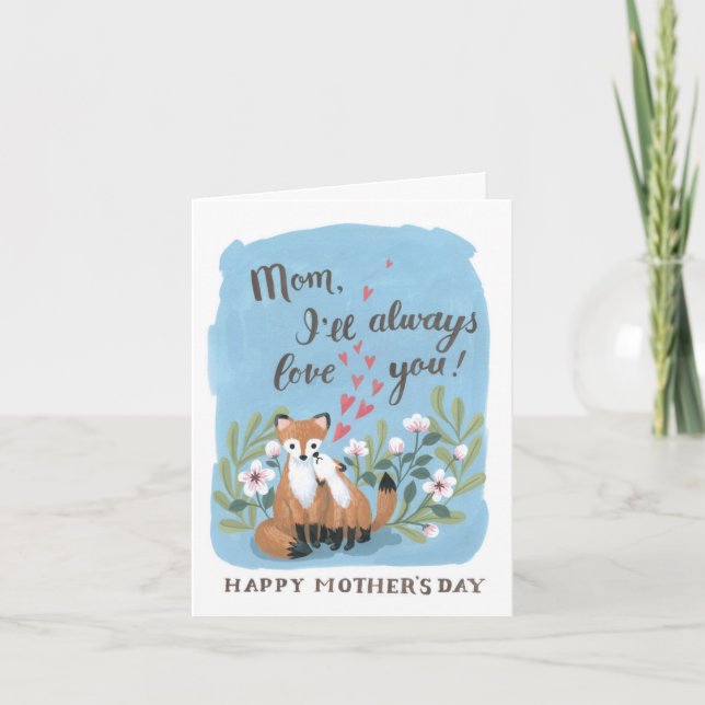 Illustrated Red Fox Mother's Day Card (Front)