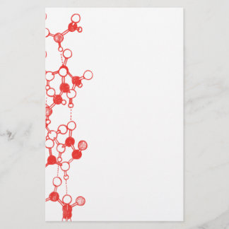 Illustrated Red Molecules Structure Stationery
