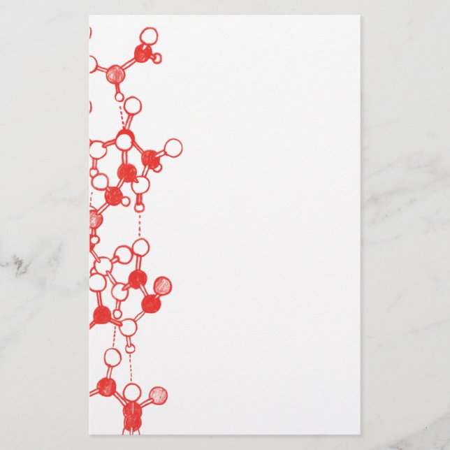 Illustrated Red Molecules Structure Stationery (Front)