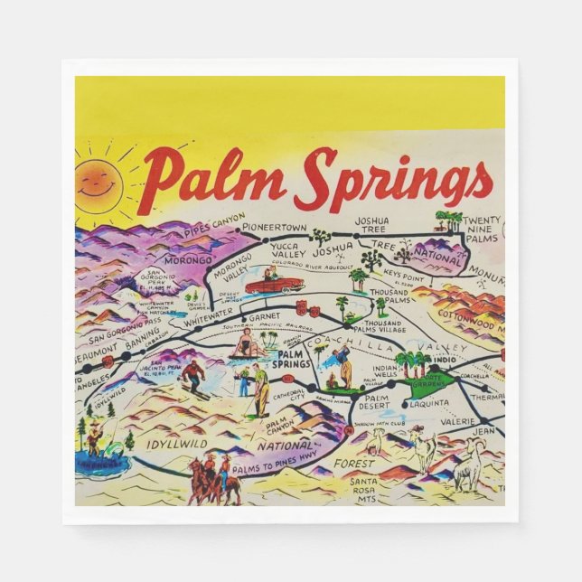 Illustrated Retro Palm Springs  Napkin (Front)