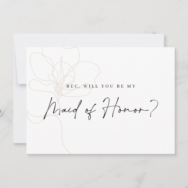 Illustrated Rose Bridesmaid Proposal Card (Front)