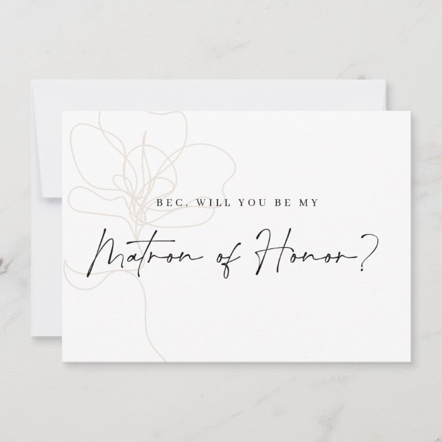 Illustrated Rose Bridesmaid Proposal Card (Front)