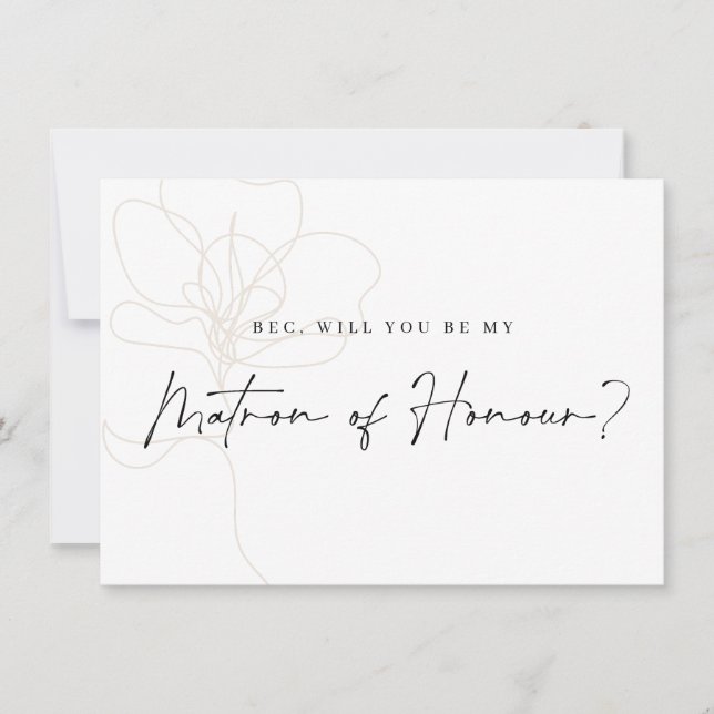 Illustrated Rose Bridesmaid Proposal Card (Front)