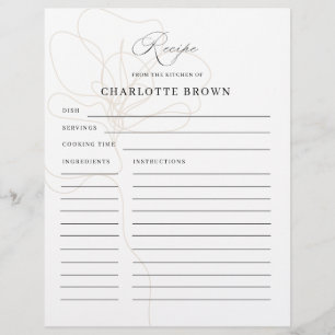 Illustrated Rose Name Recipe Card