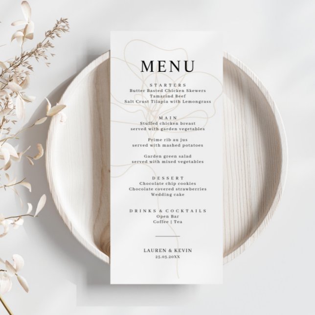 Illustrated Rose Wedding Menu Card (Creator Uploaded)