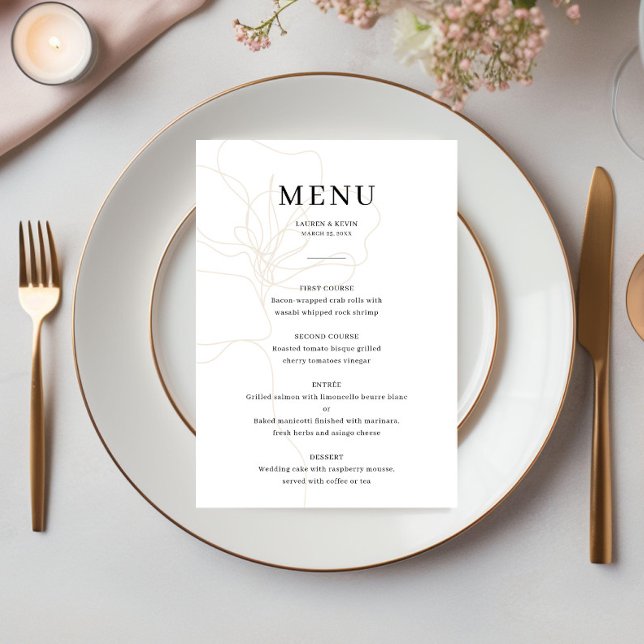 Illustrated Rose Wedding menu card (Creator Uploaded)