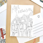 Illustrated San Francisco Black and White Postcard<br><div class="desc">The black and white Illustrated San Francisco postcard makes for the most artsy 'Wish you were here!' greeting featuring the classic Painted Ladies houses. Hand drawn by Annie Montgomery.</div>