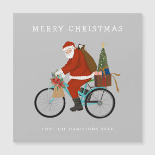 Illustrated Santa Riding a Bicycle Custom Colour