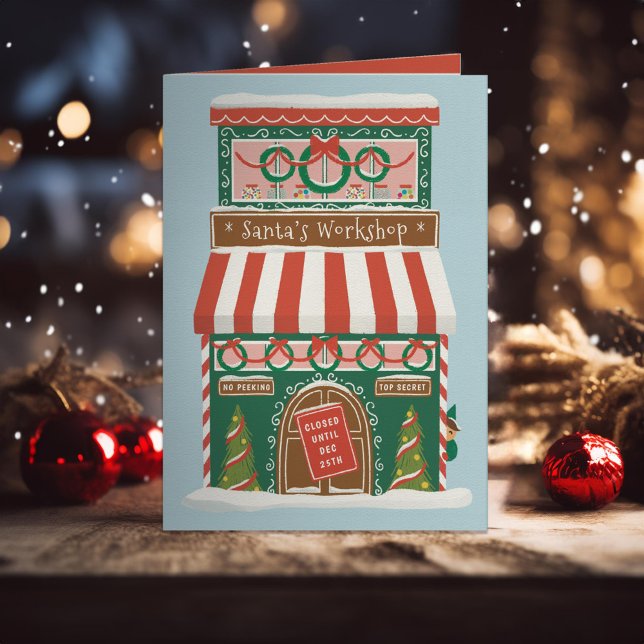 Illustrated Santa’s Workshop Holiday Card (Creator Uploaded)