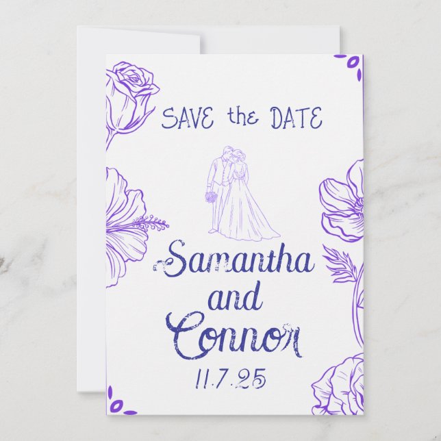 Illustrated Save the Date Invitation (Front)