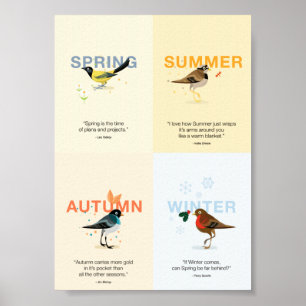 illustrated Seasonal birds with quotes Poster